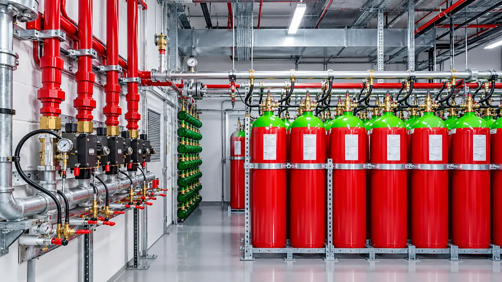ถังและระบบท่อก๊าซสำหรับระบบดับเพลิง Inert Gas