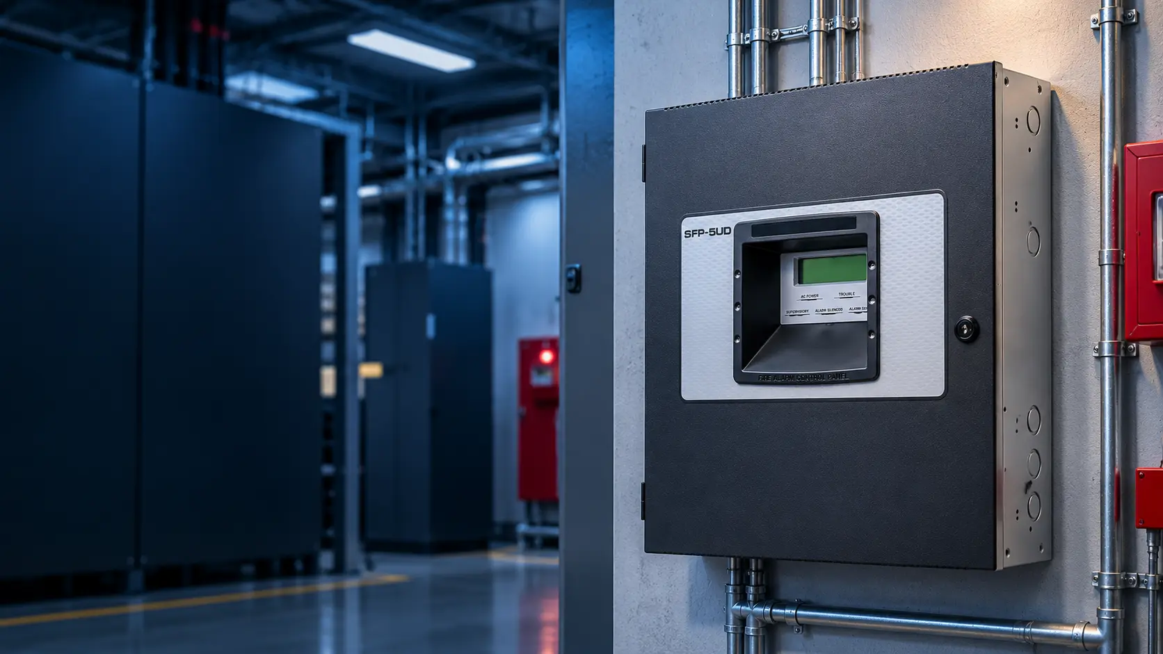 Industrial fire alarm control panel background