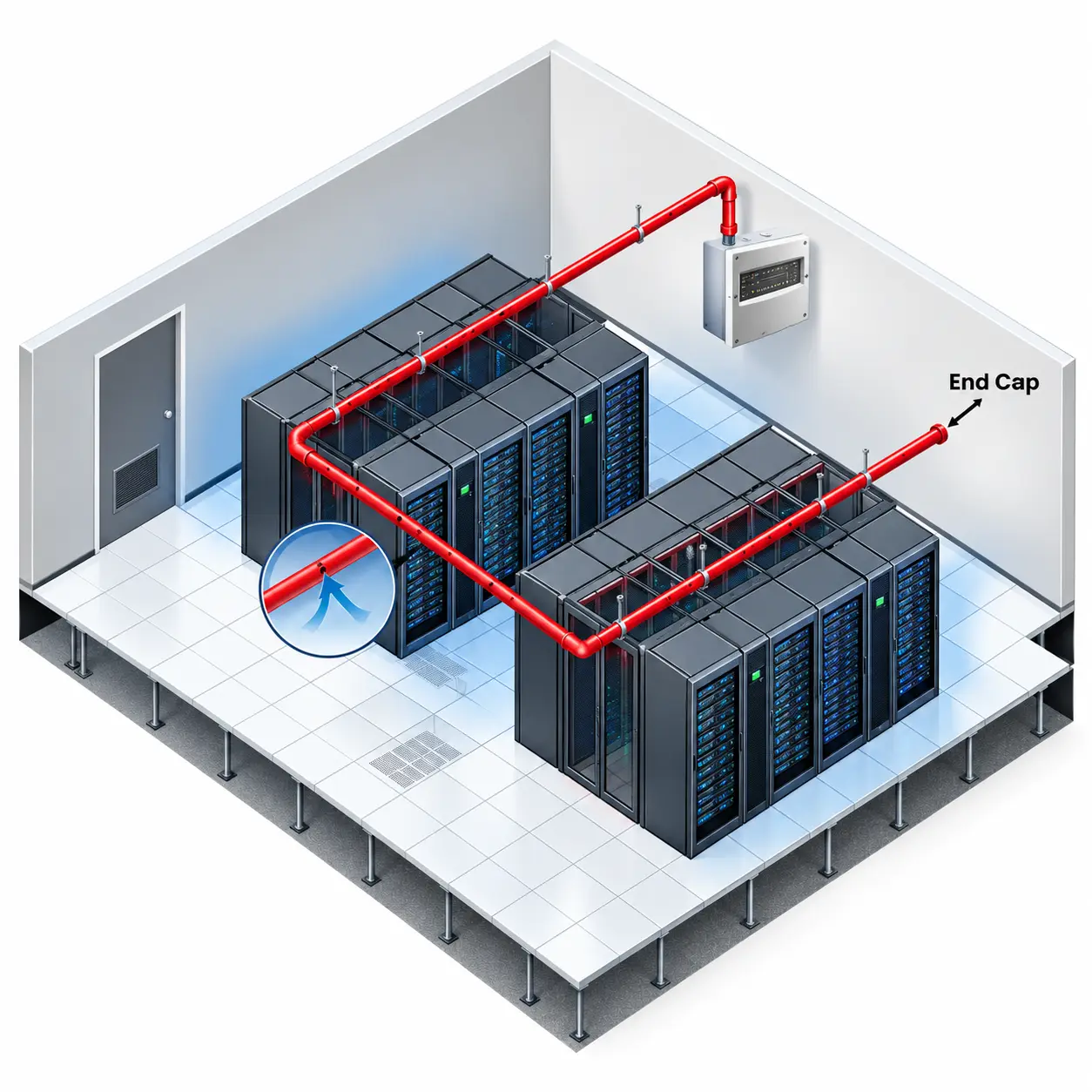 แผนภาพแนวคิดการติดตั้งท่อเก็บตัวอย่างอากาศใน Data Center