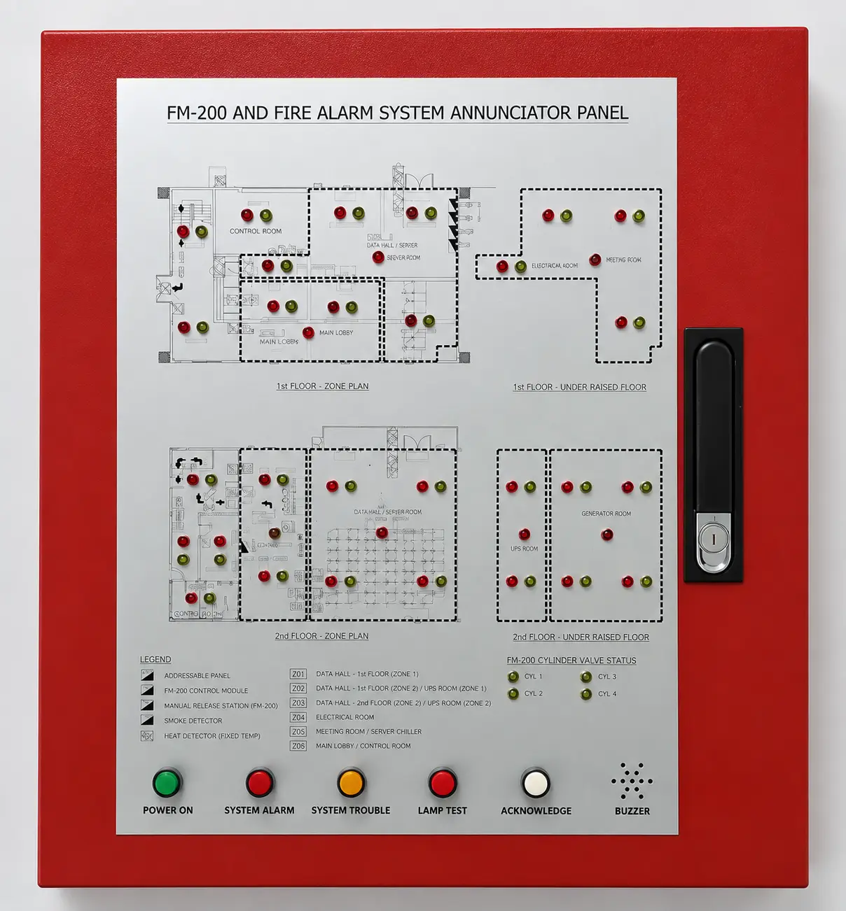FM-200 Fire Alarm System Annunciator Panel